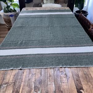 Origaudio Throw Blanket 54 x 62" Wool Blend Green Red White Striped